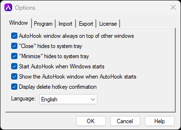 Program Window Dialog